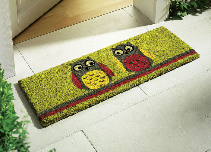 Fußmatte Eulen mit rutschhemmend beschichteter Vinyl-Rückseite BUNT