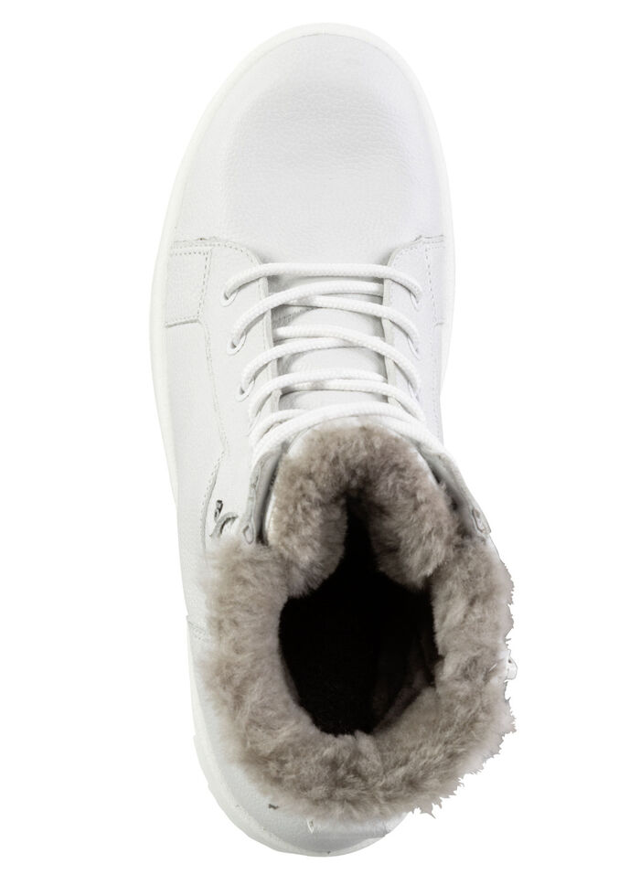Schnür-Bootie aus echtem Lammfell EISGRAU