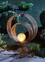 Solarleuchte aus Metall in Rostoptik mit Glaskugel ROST