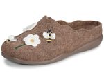 Laurina Filz-Pantoffel mit s&uuml;&szlig;er Applikation und Stickerei NATURBRAUN