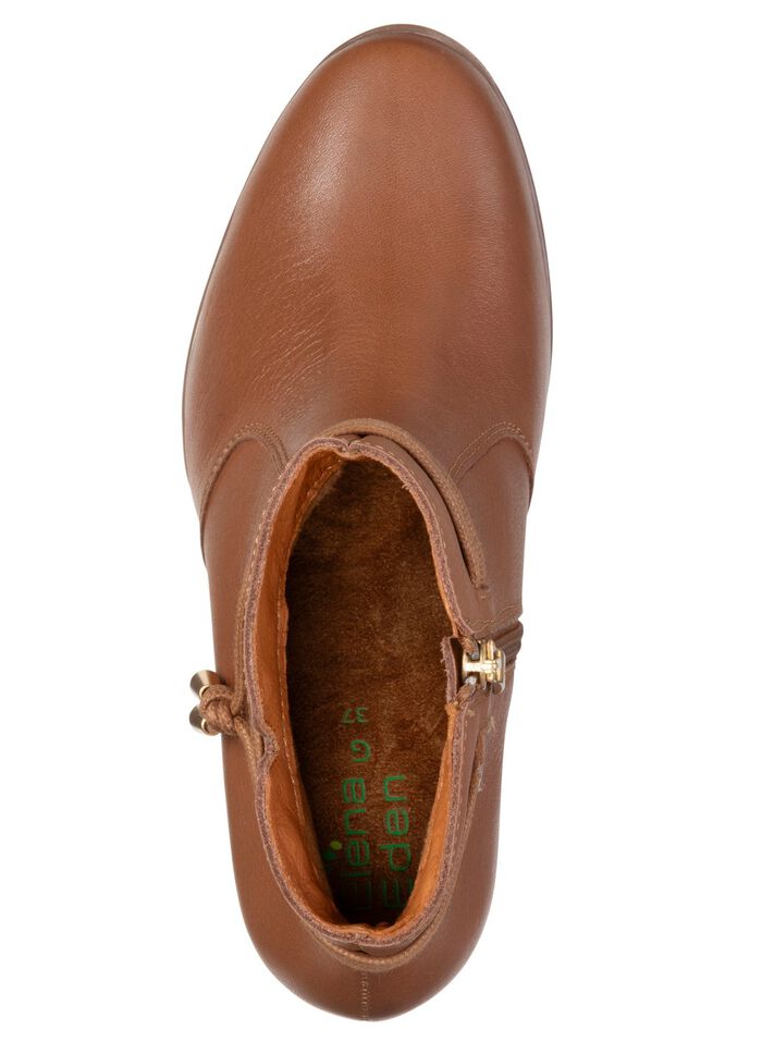 ELENA EDEN, schicke Damen-Stiefeletten, Weite G, mit herausnehmbarem Fu&szlig;bett COGNAC