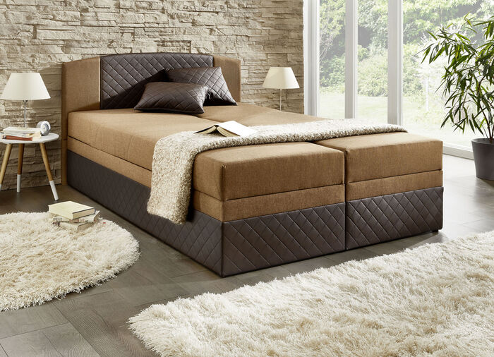Boxspringbett mit Bettkästen DUNKELBRAUN-HELLBRAUN