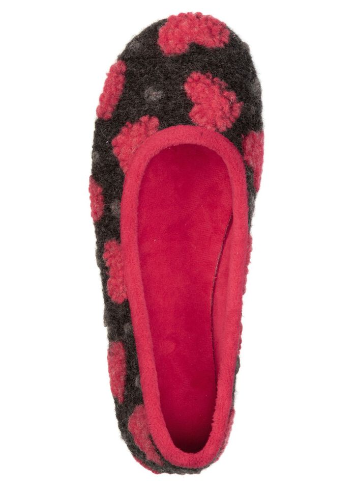 Laurina, stylische Damen-Ballerinas, mit Herzchen-Dessin ANTHRAZIT-ROT