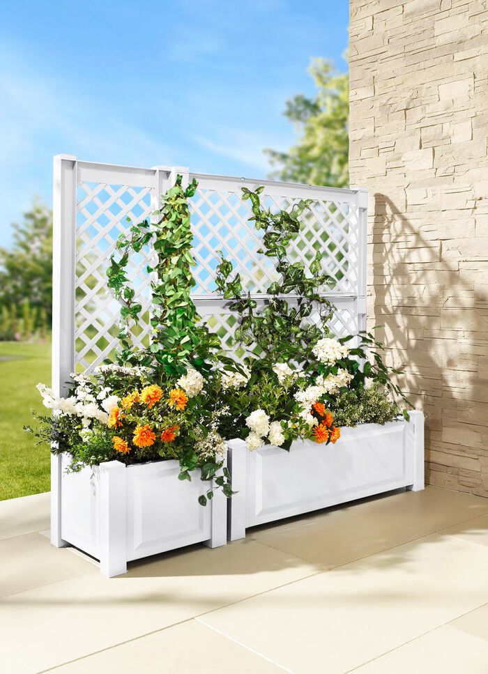 Pflanzkasten mit Spalier aus robustem Kunststoff 