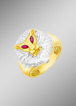 Herrenring L&ouml;wenkopf mit echt Rubin 