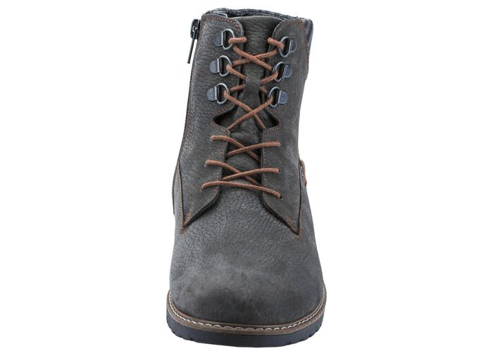 Waldl&auml;ufer Schn&uuml;r-Stiefelette mit Warmfutter aus reiner Baumwolle STEINGRAU