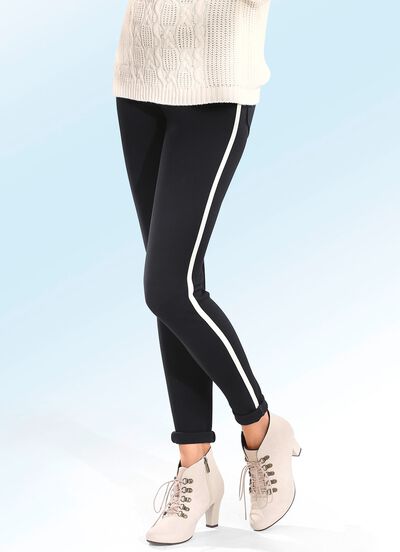 Leggings mit ecrufarbenem Zierband 
