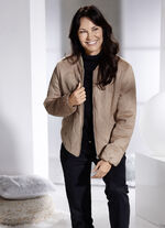 Kurzjacke aus Veloursleder-Imitat 