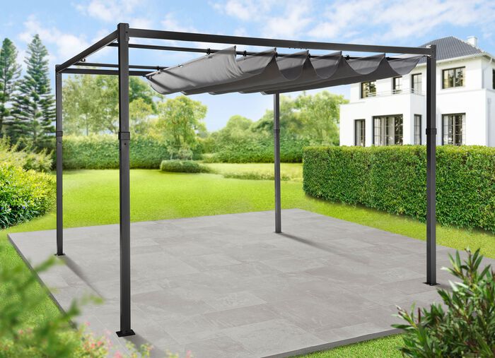 Pergola mit pulverbeschichtetem Stahlgestell 