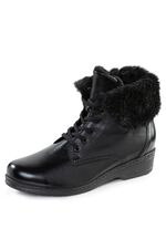 ELENA EDEN Schn&uuml;r-Stiefelette mit umschlagbarem Lammfellkragen 