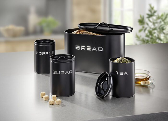 Vorratsbehälter aus Stahl mit Deckel SCHWARZ