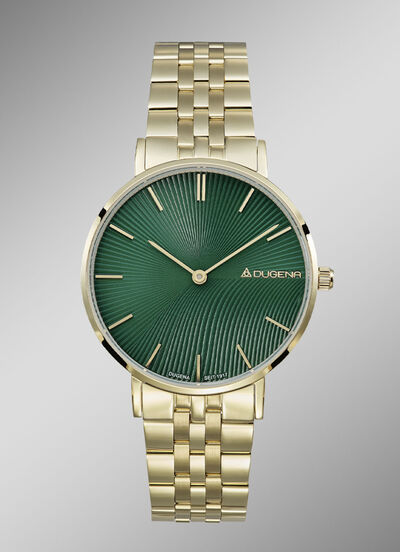 Dugena-Quartz-Damenuhr mit Edelstahlbandgehäuse 