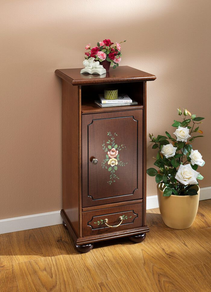 Stilvolle Kommode mit handbemalter Blumendekoration NUSSBAUM