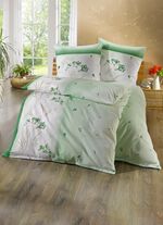 B&uuml;gelleichte DOBNIG Bettw&auml;sche-Garnitur mit Rei&szlig;verschluss GR&Uuml;N