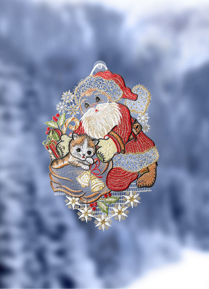 Fensterbild aus echter Plauener Spitze 