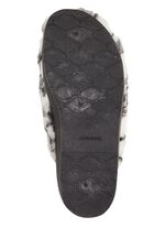 Pantoffel aus bedrucktem Pl&uuml;schmaterial ECRU-GRAU