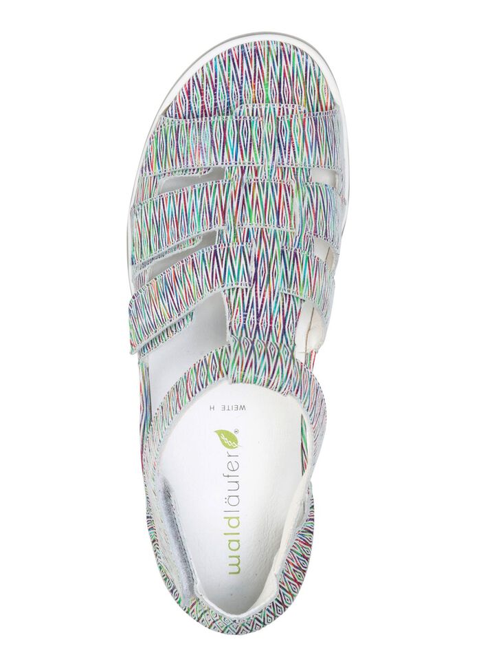 Waldl&auml;ufer, bequeme Damen-Sandalen, Weite H, mit herausnehmbarem Fu&szlig;bett WEISS-BUNT