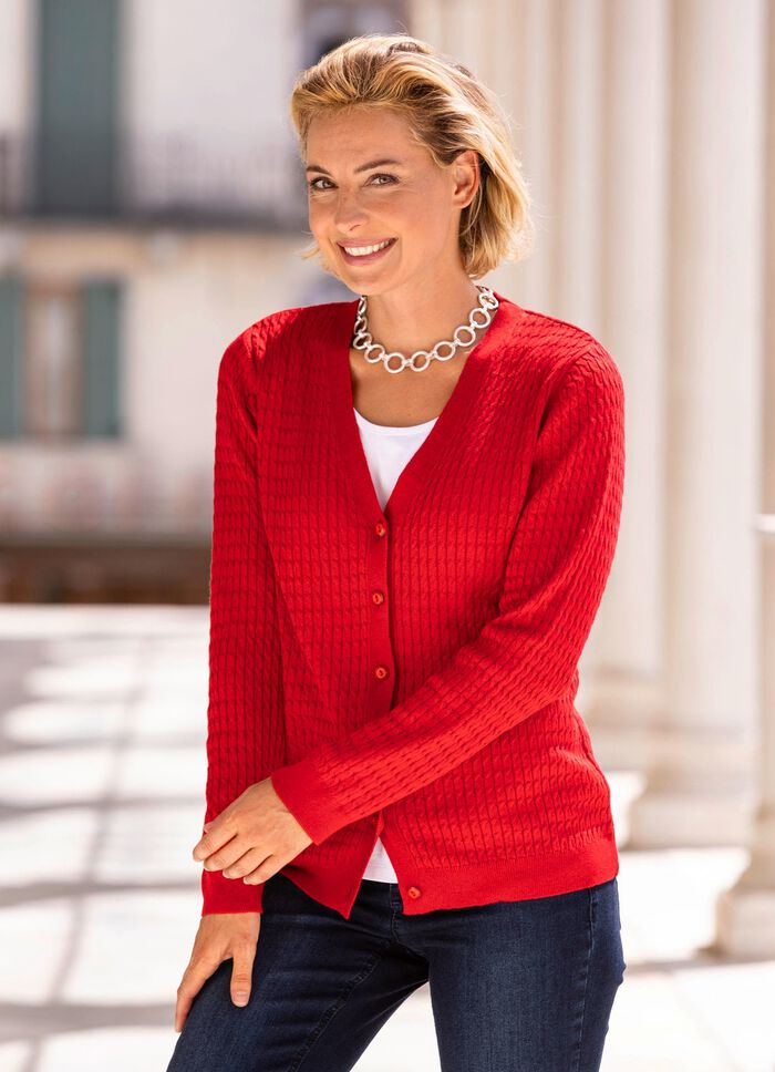 Strickjacke mit Zöpfchendessin ROT