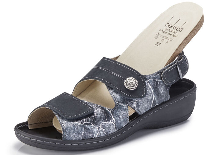 ELENA EDEN, bequeme Damen-Sandalen, Weite H, mit herausnehmbarem Fußbett DUNKELBLAU