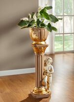 Handbemalte S&auml;ule mit &Uuml;bertopf 