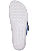 Klassische Damen-Pantoletten, Weite H, mit elastischem Material BLAU