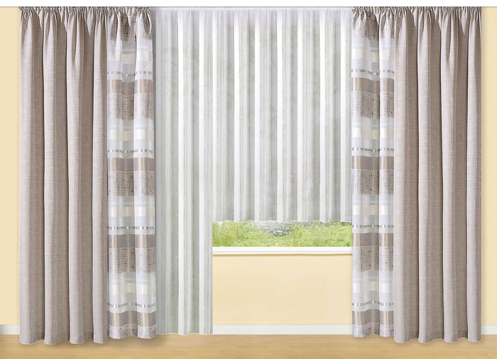 Store mit Öko-Soft-Bleileinen-Abschluss WEISS-BEIGE