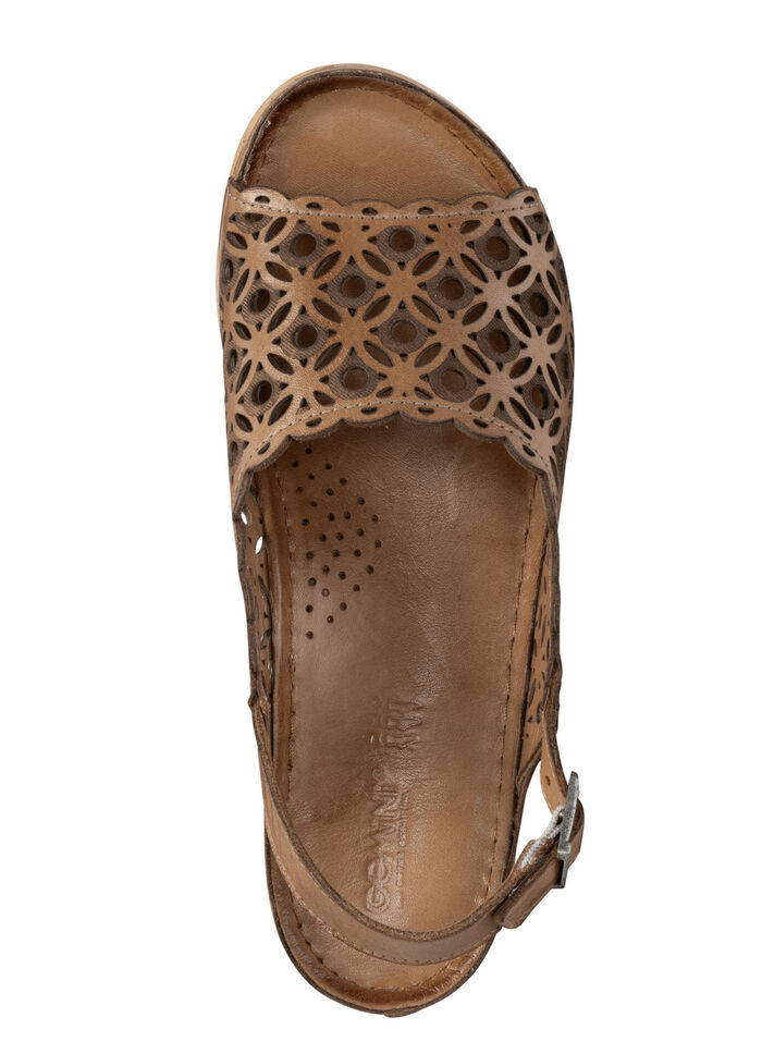 Gemini Sandale aus perforiertem, geprägtem Nappaleder COGNAC