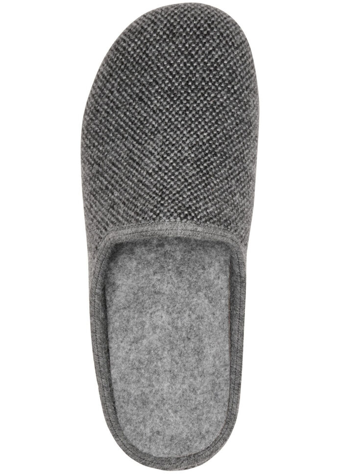 Pantoffel aus dezent gemustertem Textilmaterial GRAU