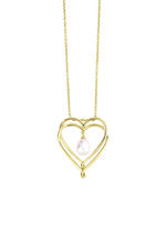 Herz-Anhänger mit Süßwasser-Zuchtperle und Ankerkette 