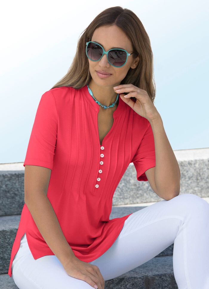 Shirt-Tunika mit Schlingenknopfleiste 