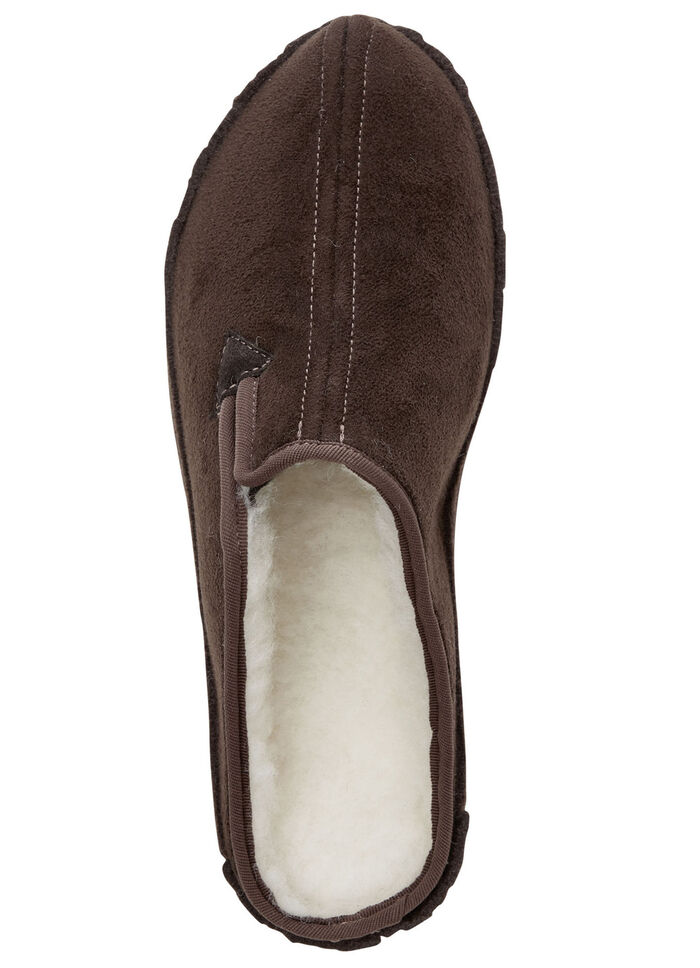 Atmungsaktive Herren-Hausschuhe, mit Schurwolle BRAUN