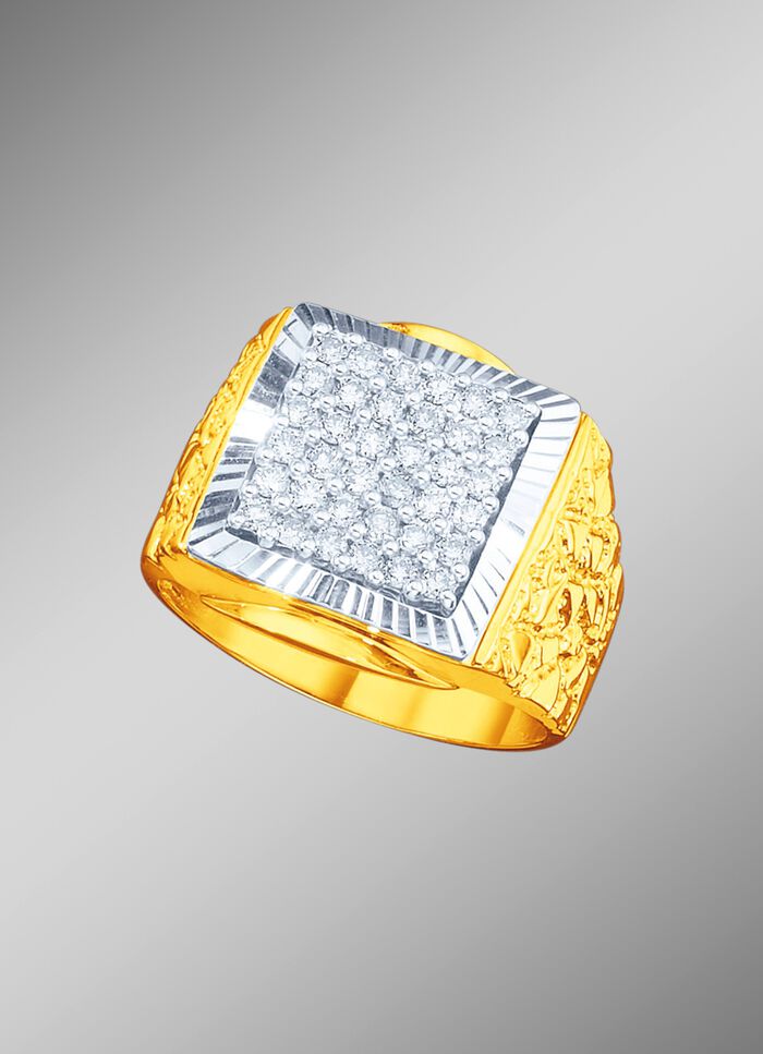 Herrenring in Bicolor mit Brillanten 
