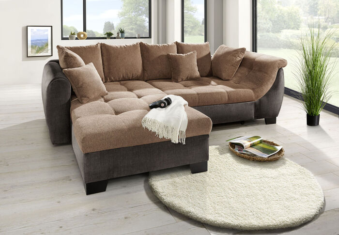 Bequeme Polsterecke mit Bettfunktion DUNKELBR.-BRAUN