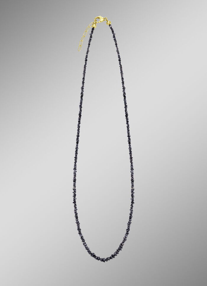 Außergewöhnliche Halskette mit Roh-Diamanten in Dunkelgrau 