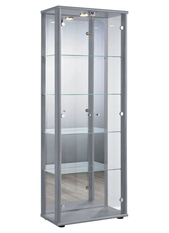 Vitrine, 2-türig, mit LED-Beleuchtung ALU