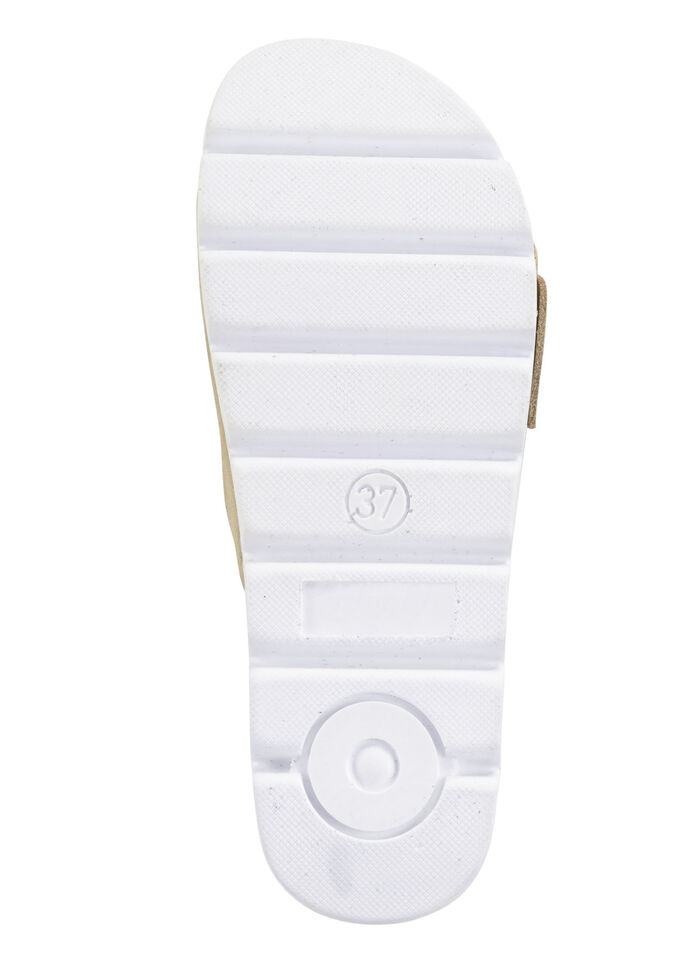 ELENA EDEN, trendige Damen-Pantoletten, aus Leder SAND