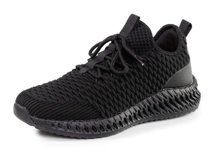Schnür-Sneaker aus strukturiertem Textilmaterial SCHWARZ