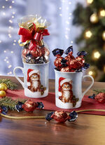 Gefüllte Kaffeebecher aus Porzellan mit Weihnachts-Kätzchen-Motiv 