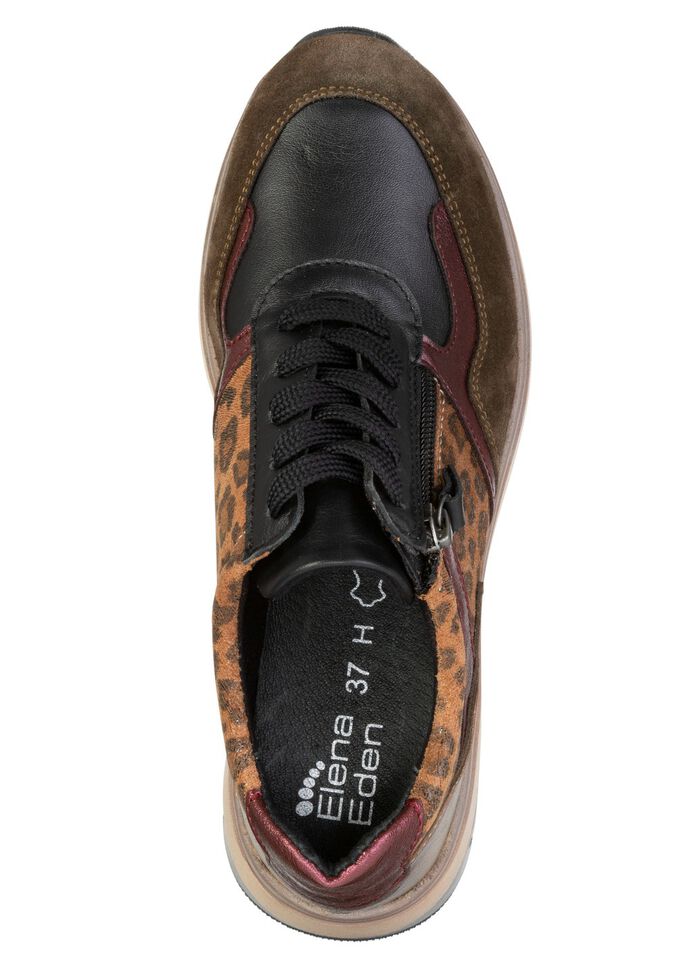 ELENA EDEN, trendige Damen-Sneaker, Weite H, mit herausnehmbarem Fu&szlig;bett BRAUN-BUNT