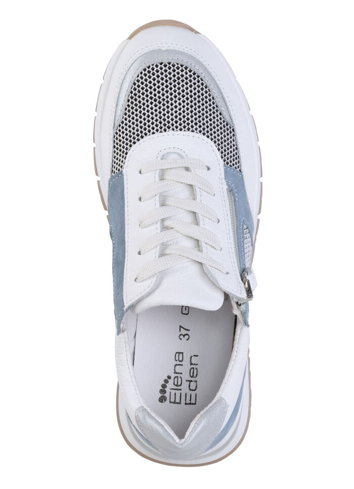 ELENA EDEN Sneaker aus Nappa-, Veloursleder und Textil in Netzoptik WEISS-BLAU
