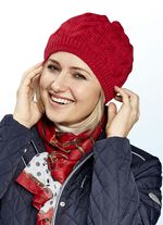 Warme Damen-Mütze, mit angesagtem Zopfmuster ROT
