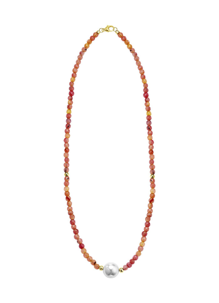 Halskette mit Perlenschimmer und Edelsteinglanz 