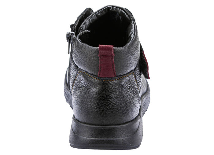 Waldläufer, bequeme Damen-Stiefeletten, Weite H, mit herausnehmbarem Fußbett SCHWARZ-ROT