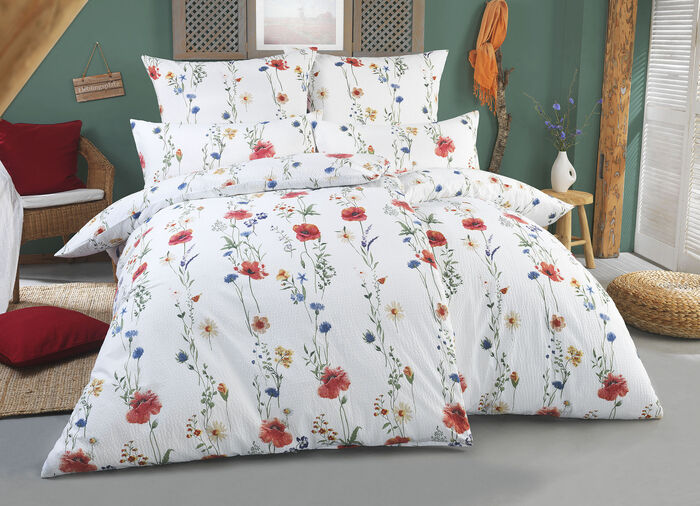 Beidseitig bedruckte Bettwäsche-Garnitur ROT