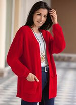 Strickjacke in Perlfang ROT
