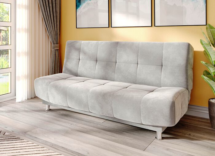 Gemütliches Schlafsofa mit Bettkasten HELLGRAU