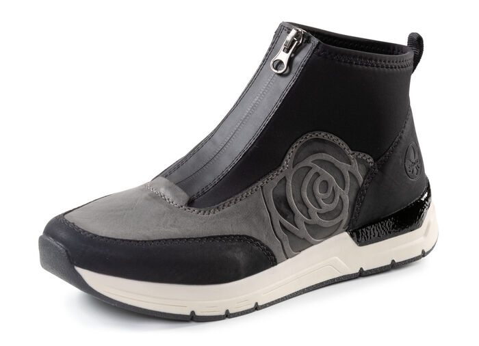 Rieker Bootie mit floraler Prägung SCHWARZ-GRAU