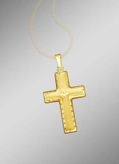 Mattierter und diamantierter Kreuz-Anhänger 