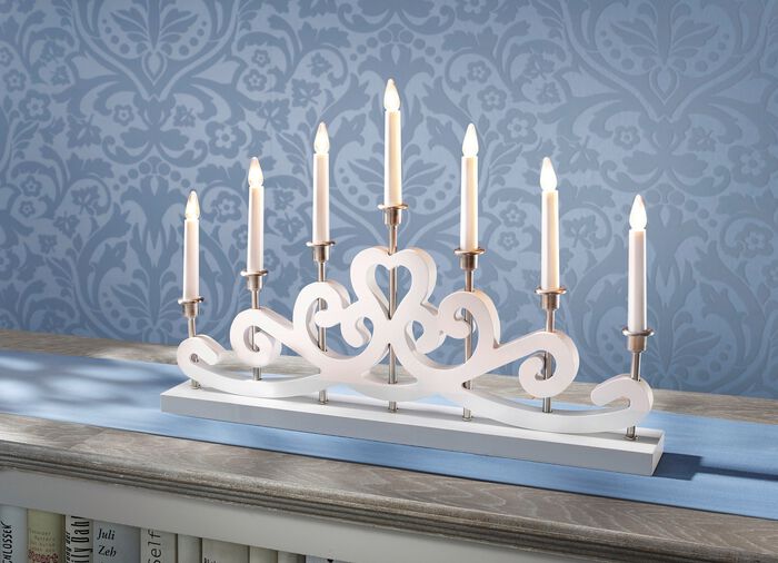 Leuchter aus Holz WEISS