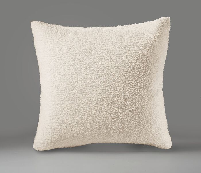 Decken und Kissen mit flauschig weicher Teddy-Vorderseite CREME